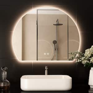 30 in. W x 24 in. H Arched Frameless 3 Colors Dimmable Frontlit&Backlit LED Anti-Fog Wall Mount Bathroom Vanity Mirror