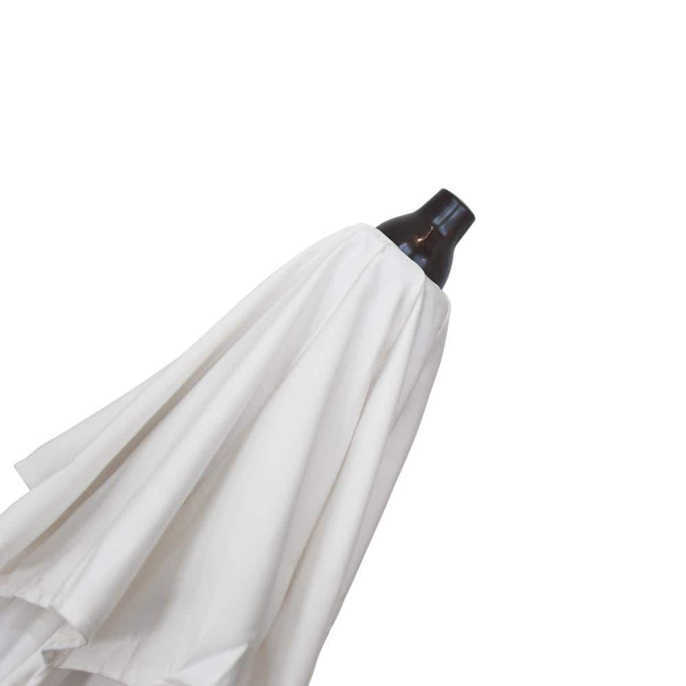 9 ft White Olefin Aluminum Auto Tilt Patio Umbrella