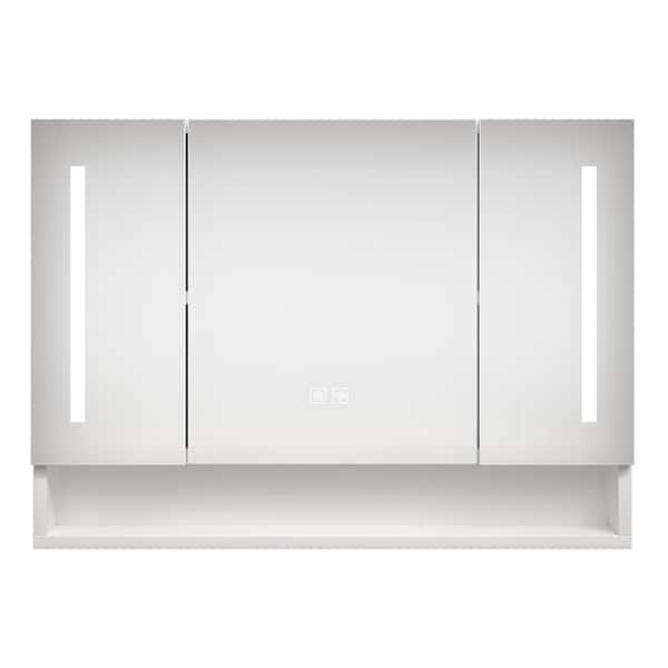 Unbranded 39in. W x 28 in. H Rectangular Aluminum Bathroom Medicine Cabinet with Mirror,LED lights,Multilevel Storage Compartments