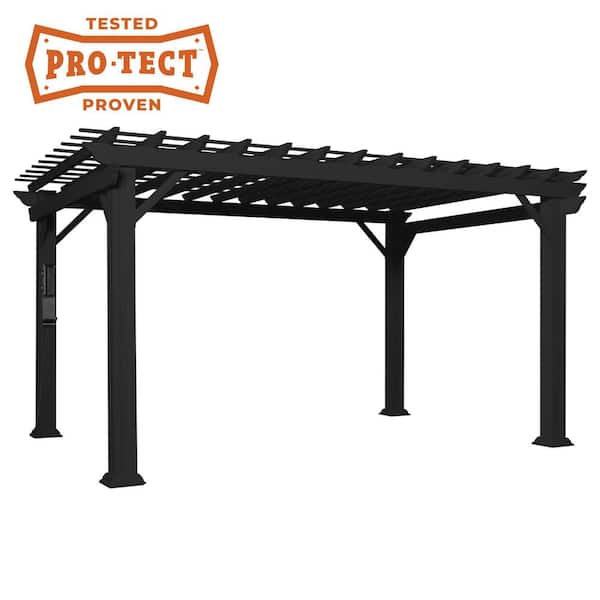 Backyard Discovery Stratford 14 ft. x 10 ft. Black Steel Traditional Pergola with Sail Shade Soft Canopy