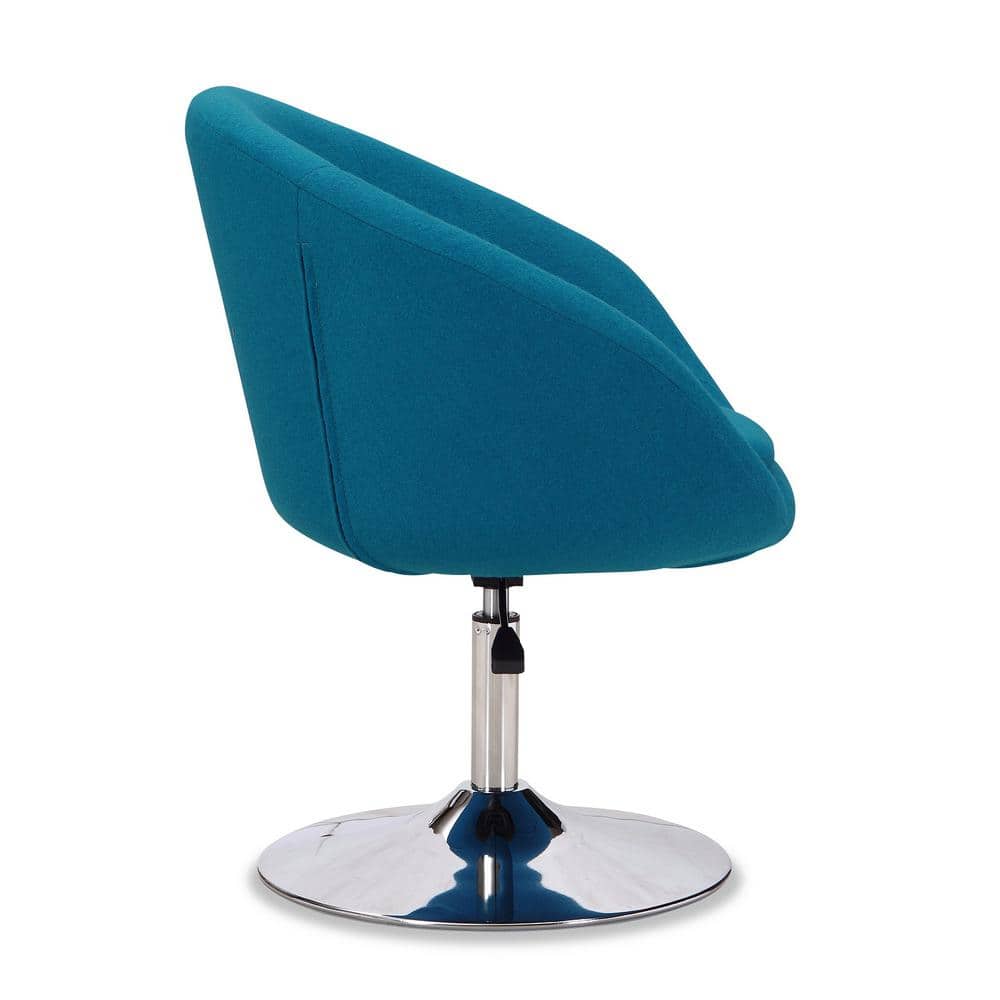 Set of 2 Blue Wool Blend Adjustable Height Chairs with Polished Chrome Base