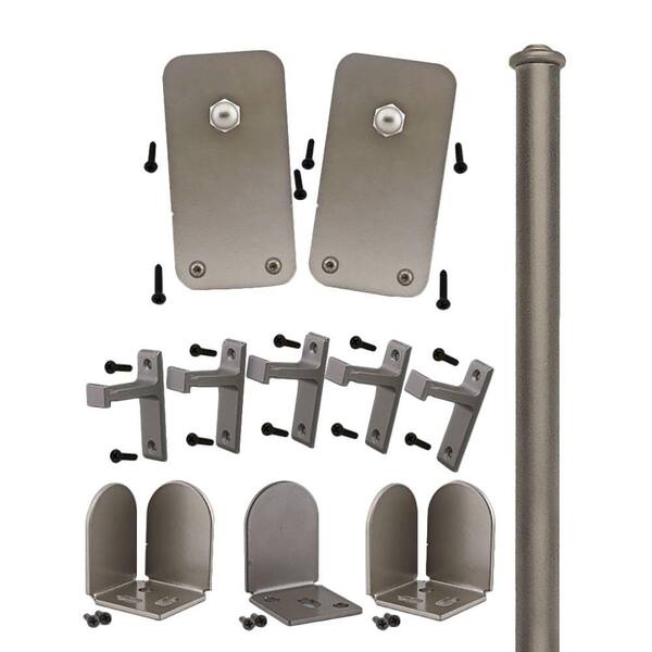 Quiet Glide 3/4 in. - 1-1/2 in. Basic Rectangle Satin Nickel Rolling Door Hardware Kit