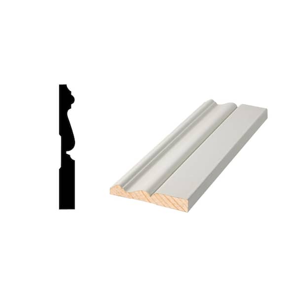 Woodgrain Millwork WM B414 9/16 in. x 4-1/4 in. x 192 in. Primed Finger-Jointed Baseboard Molding