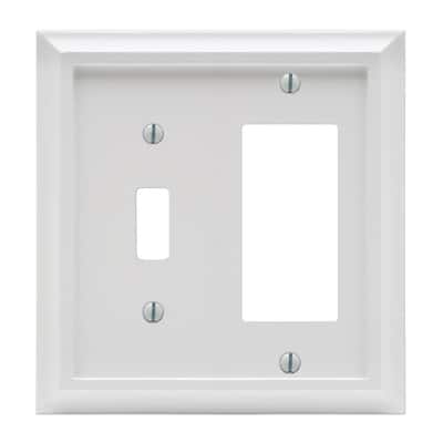 Deerfield 2 Gang 1-Toggle and 1-Rocker Composite Wall Plate - White