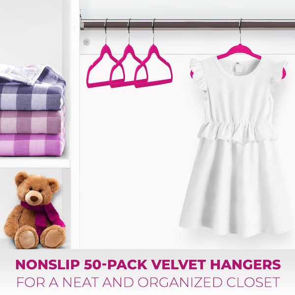OSTO Pink Velvet Hangers 50-Pack OV-112-50-PK-H - The Home Depot