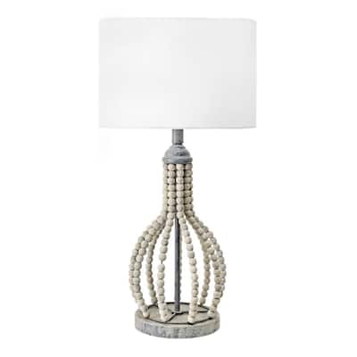 Valley 25 in. Light Gray Bohemian Table Lamp with Shade
