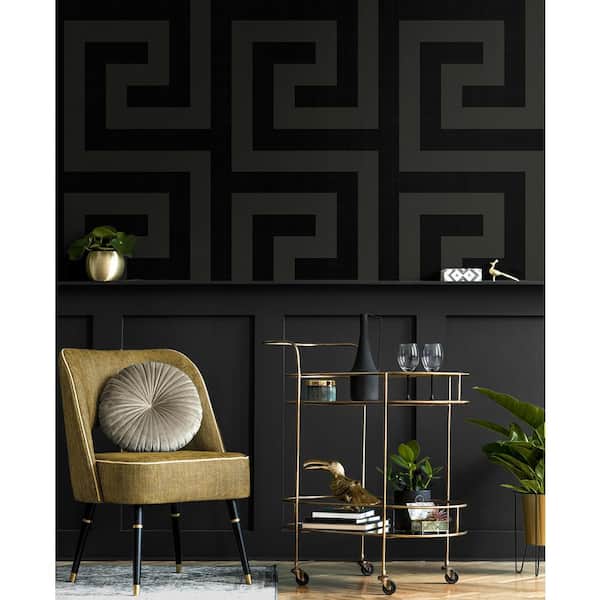 Ebony and Graphite Maze Geo Vinyl Peel and Stick Wallpaper Roll (Covers 40.5 sq. ft.)