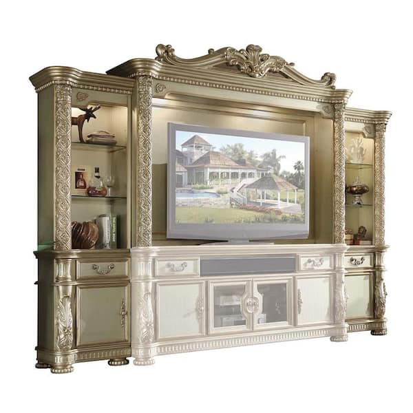 Acme Furniture Vendome II 20 in. Gold Patina Entertainment Center Fits TV's up to 80 in.