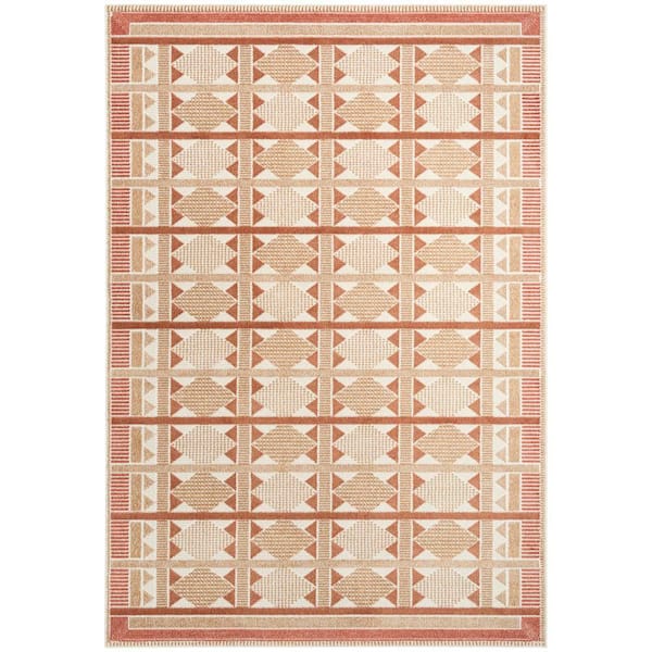 Nourison Nordic Rust 4 ft. x 6 ft. Geometric Contemporary Area Rug