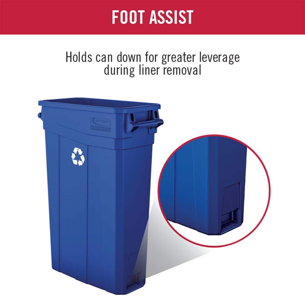 Blue 23 Gallon Slim Polypropylene Recycling Bin