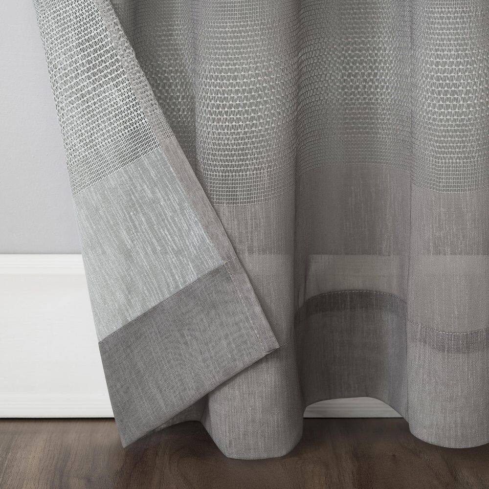 Gray Ombre Sheer Polyester Grommet Curtain Panel, 52" x 96"