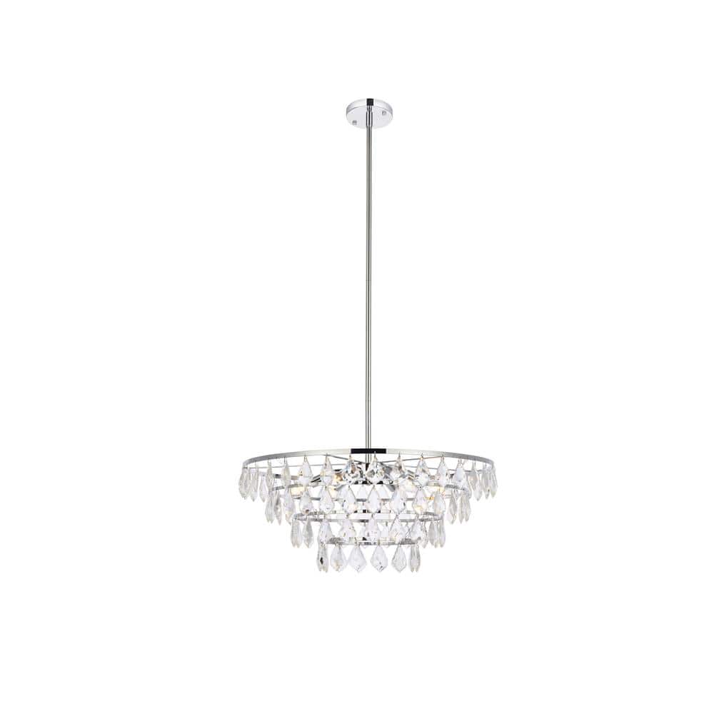 Timeless Home 24 in. 6-Light Chrome Pendant Light