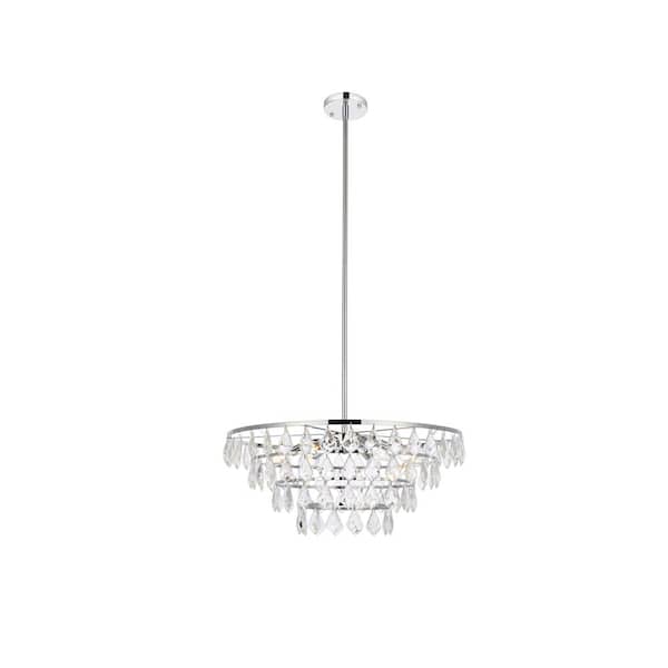 Unbranded Timeless Home 24 in. 6-Light Chrome Pendant Light