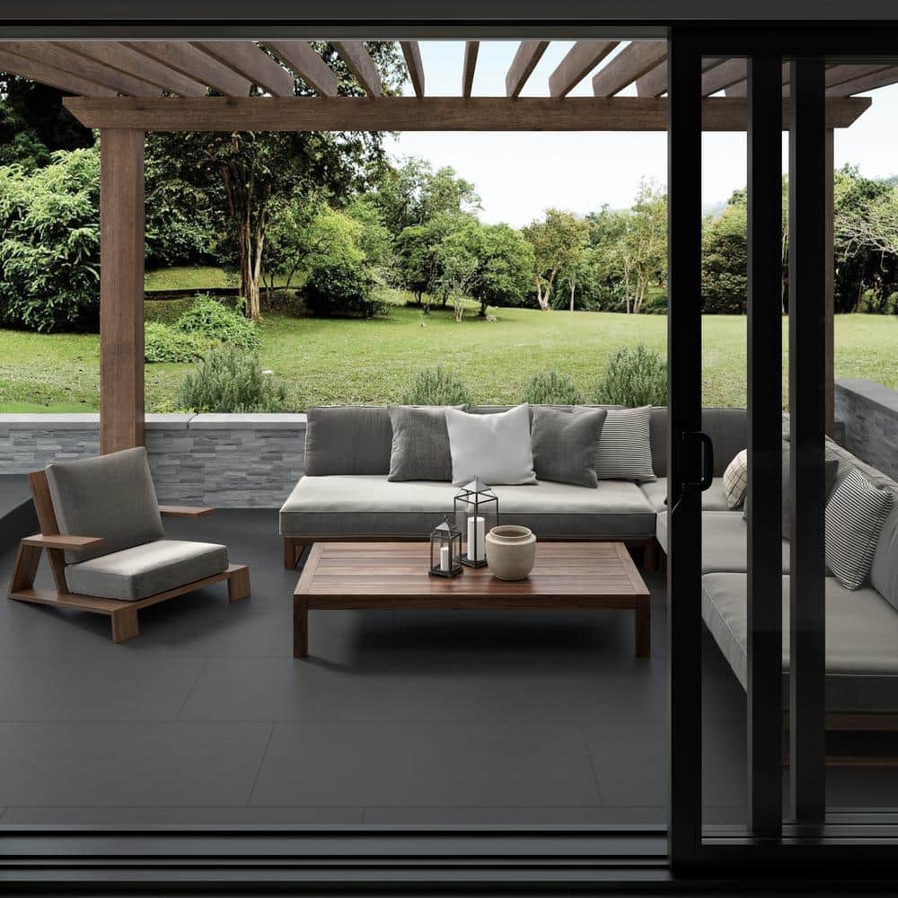 Large Black Matte Rectified Porcelain Wall & Floor Tile
