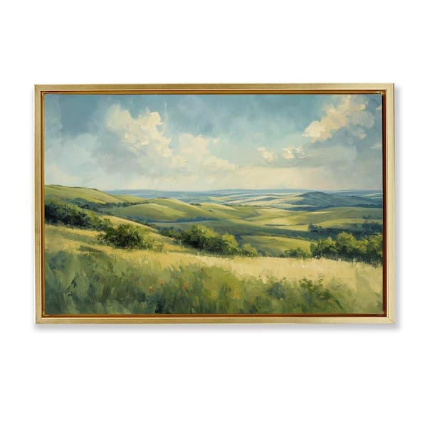 Stupell Industries Rolling Emerald Horizon by Gina Kelly Gold Floater Frame Nature Graphic Art Print 17 in. x 25 in.