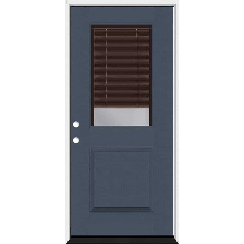 Legacy 32 in. x 80 in. 1/2 Lite Clear Glass Mocha Miniblind RHIS Dark Denim Fiberglass Prehung Door w/6-9/16 in. Jamb price history on PriceWatchPro