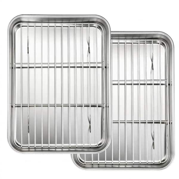 Stainless Steel Fluted Bakeware Baking Pan Sheet Cooling Rack Set Nonstick Cookie Tray Dishwasher Safe