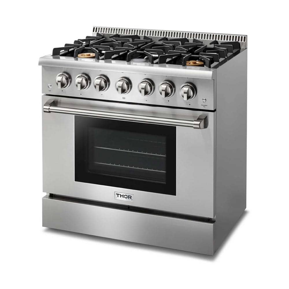 Thor 36" Stainless Steel Dual-Fuel Convection Range with Griddle