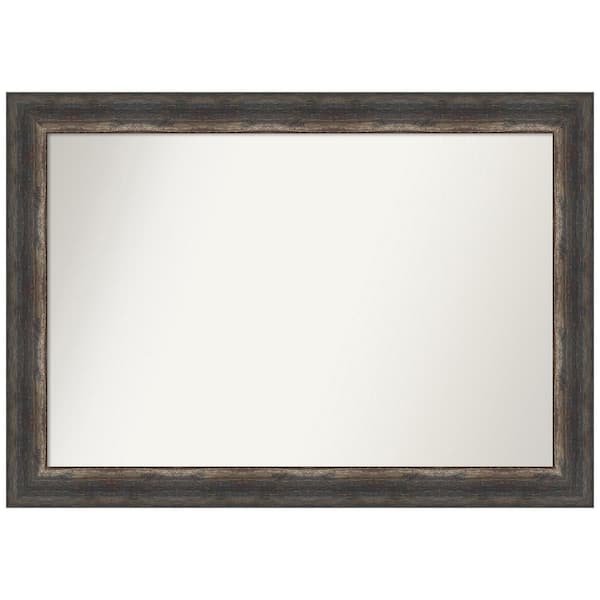 Amanti Art Bark Rustic Char 41 in. W x 29 in. H Non-Beveled Bathroom Wall Mirror in Black