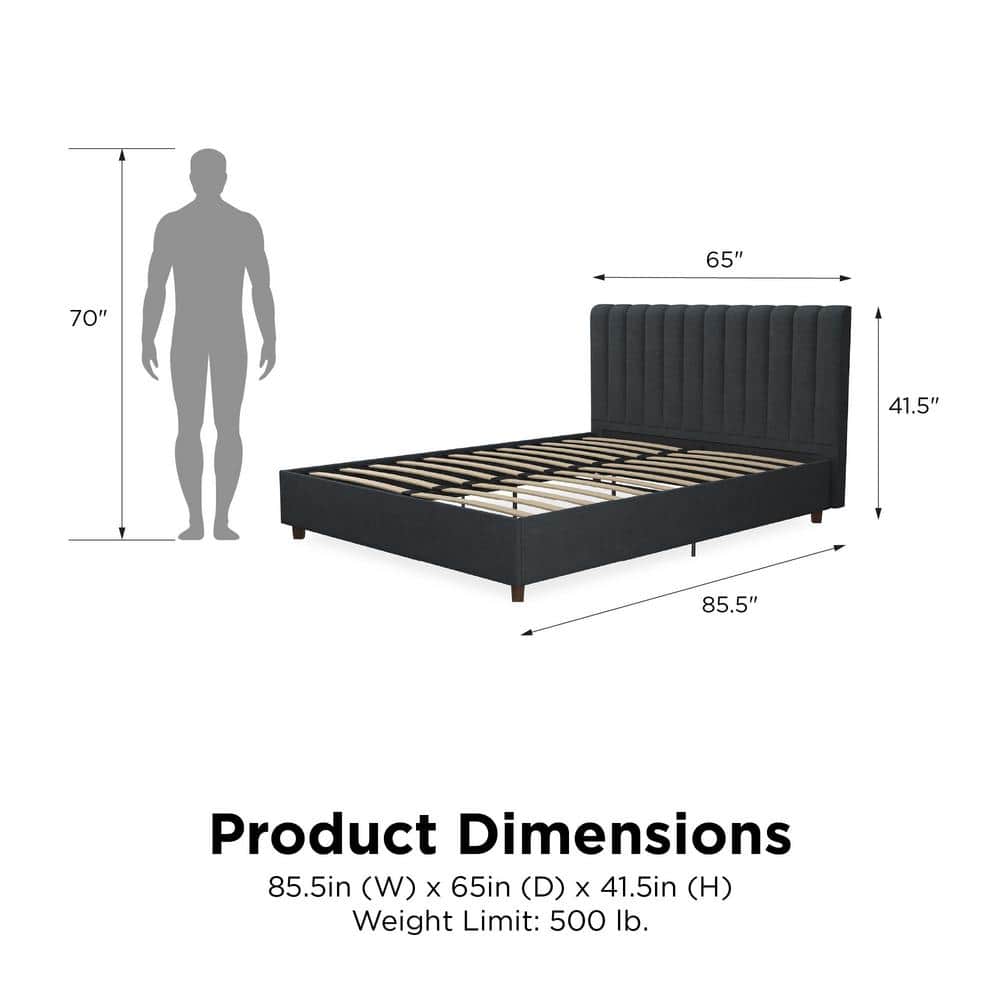 Elegant Queen-Sized Brittany Platform Bed with Tufted Linen Upholstery