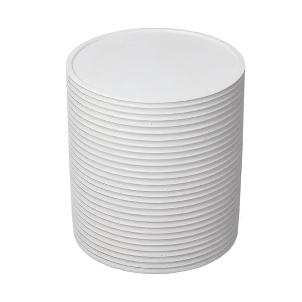 BANSA ROSE 15.2 in. W x 16.5 in. H White Cylindrical Magnesium Oxide Outdoor Side Table