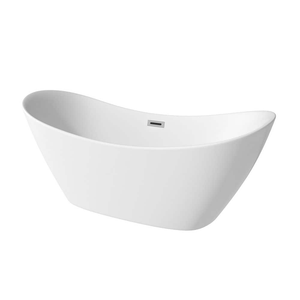 67 in. x 30 in. Oval Acylic Freestanding Soaking Bathtub with Center Drain in Gloss White price history on PriceWatchPro