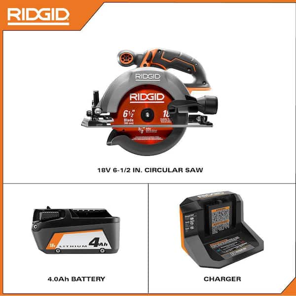 RIDGID R8655KN 18V Cordless 6-1/2 in. Circular Saw Kit with (1) 4.0 Ah Battery and Charger - 2