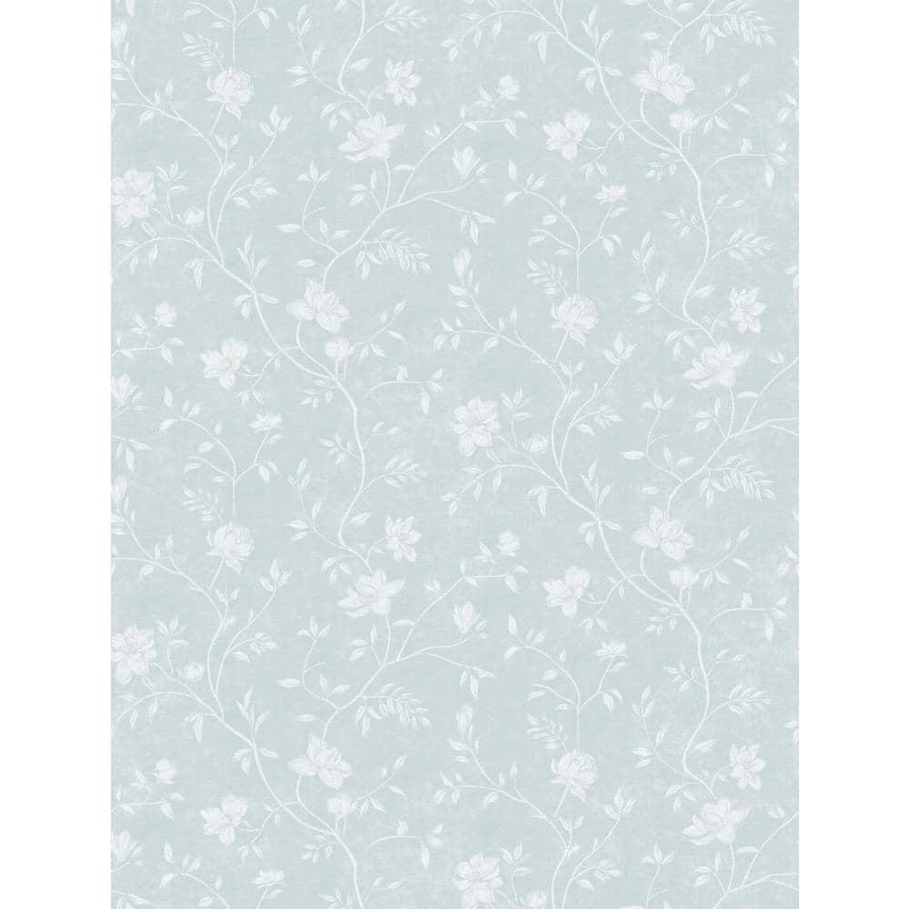 Spring Blossom Collection Magnolia Floral Vine Blue/White Matte Finish Non-