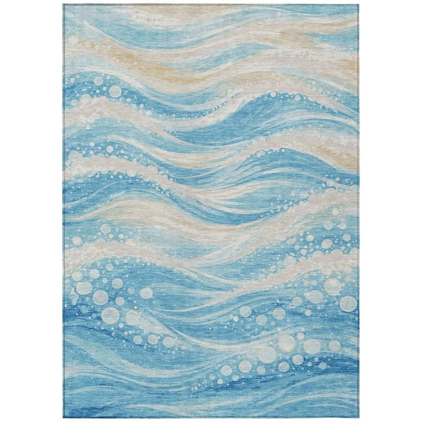 Chantille Machine Washable Indoor/Outdoor Abstract ACN2770 Sky 10 ft. x 14 ft. Area Rug