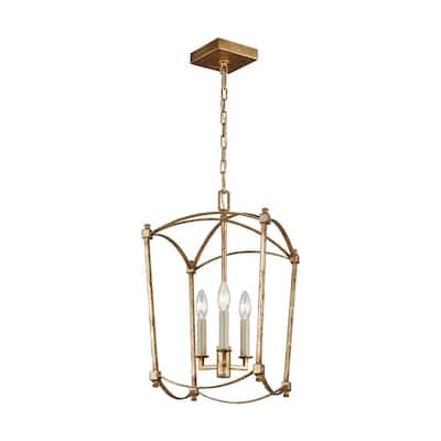 Estoril 3-Light Antique Guild Traditional Transitional Small Hanging Candlestick Chandelier