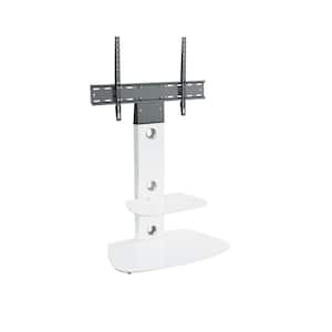 Lucerne 28 in. White Glass Pedestal TV Stand Fits TVs Up to 55 in. with Flat Screen Mount