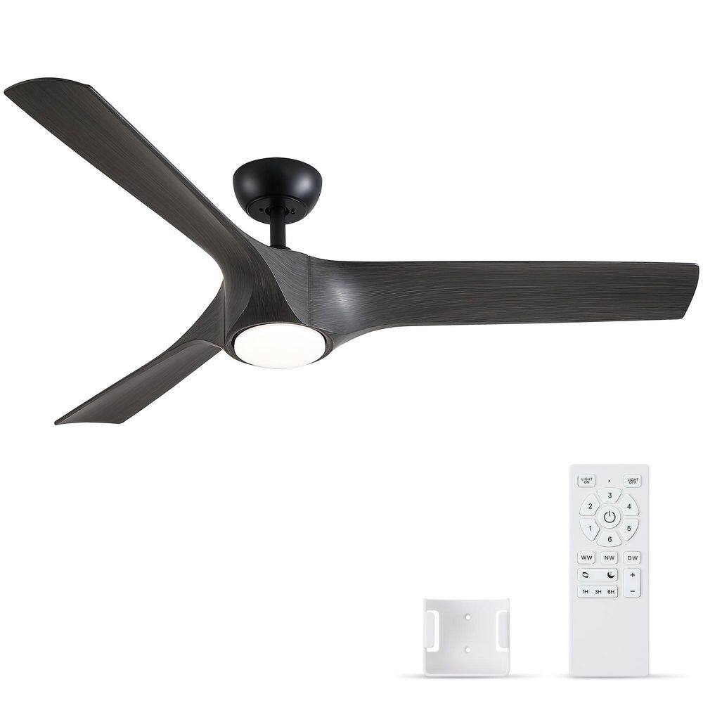 56 in. Indoor Matte Black Gray Wood Grain Ceiling Fan with Integrated LED Light Kit, Remote Included and DC Motor price history on PriceWatchPro