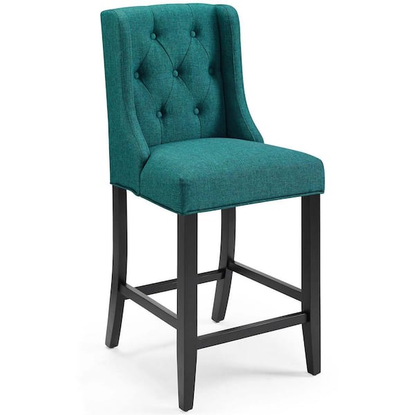 MODWAY Baronet 26.5 Teal Tufted Button Upholstered Fabric Counter Stool