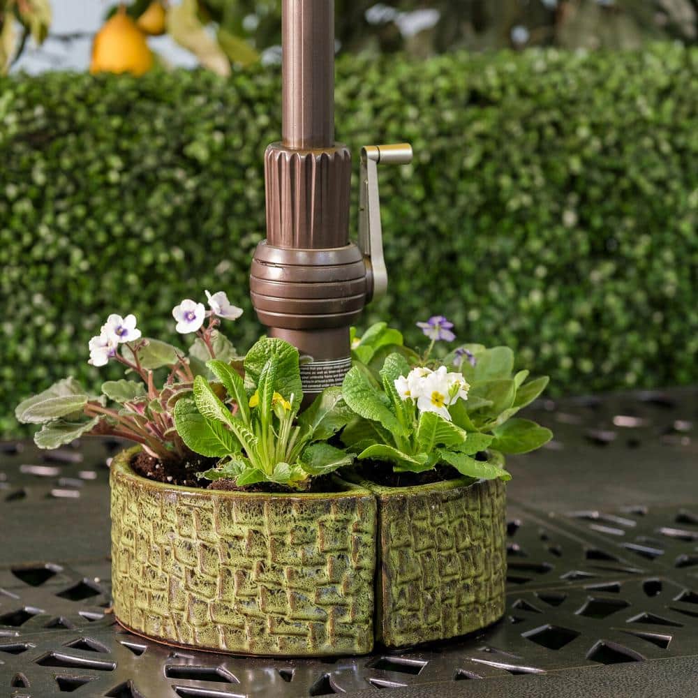 Island Green Ceramic Cobblestone Umbrella Planter