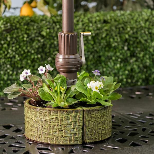 Island Green Ceramic Cobblestone Umbrella Planter