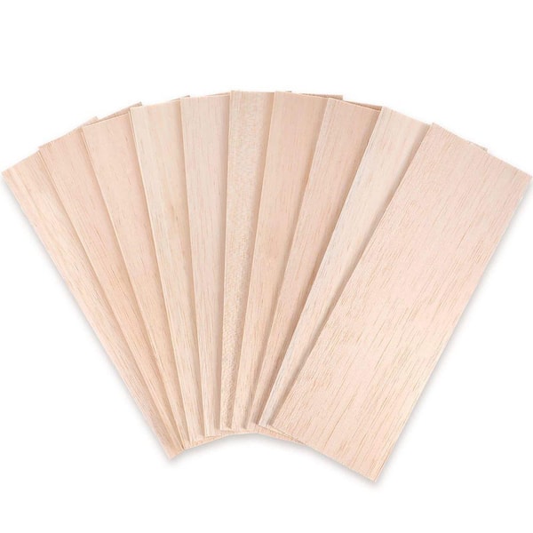 0.12 in. x 4 in. x 12 in. Balsa Wood Project Panel Unfinished Wooden Board for Crafts DIY Model Making (10-Pack)
