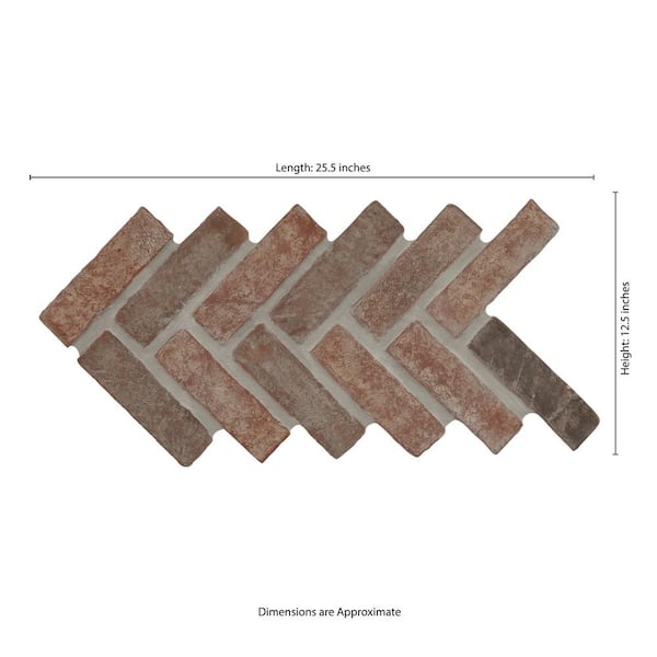 Msi Le Red Clay 12 5 In X 25 Brick Herringbone Mosaic Floor And Wall Tile 8 7 Sq Ft Case Clahb Red2x7 The