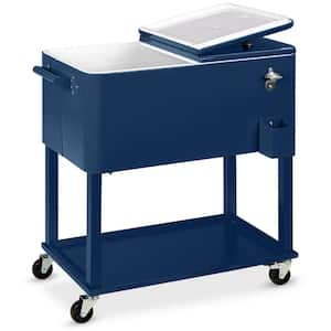 20 gal Blue Wheeled Chest Cooler with Bottle Opener, Drain Plug