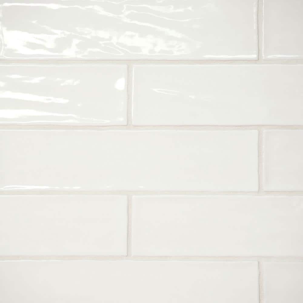 Sample-Marin Glossy Pearl White 4 in. x 5 in. Ceramic Wall Subway Tile price history on PriceWatchPro