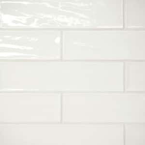 Marin Rectangle Glossy Pearl White (White) 2 in. x 10 in.  Ceramic Wall Tile (5.09 sq. ft./Case)