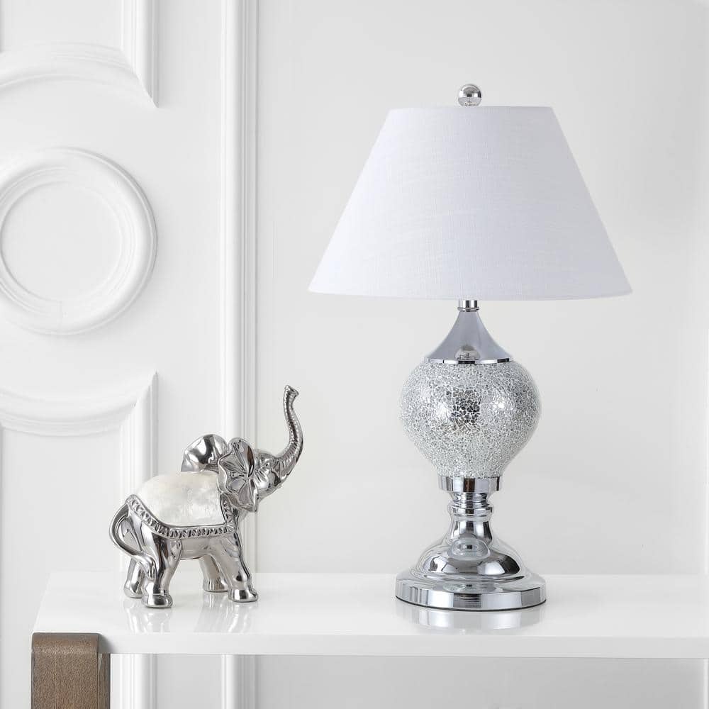 Louise 27" Mirrored Chrome Table Lamp with White Shade