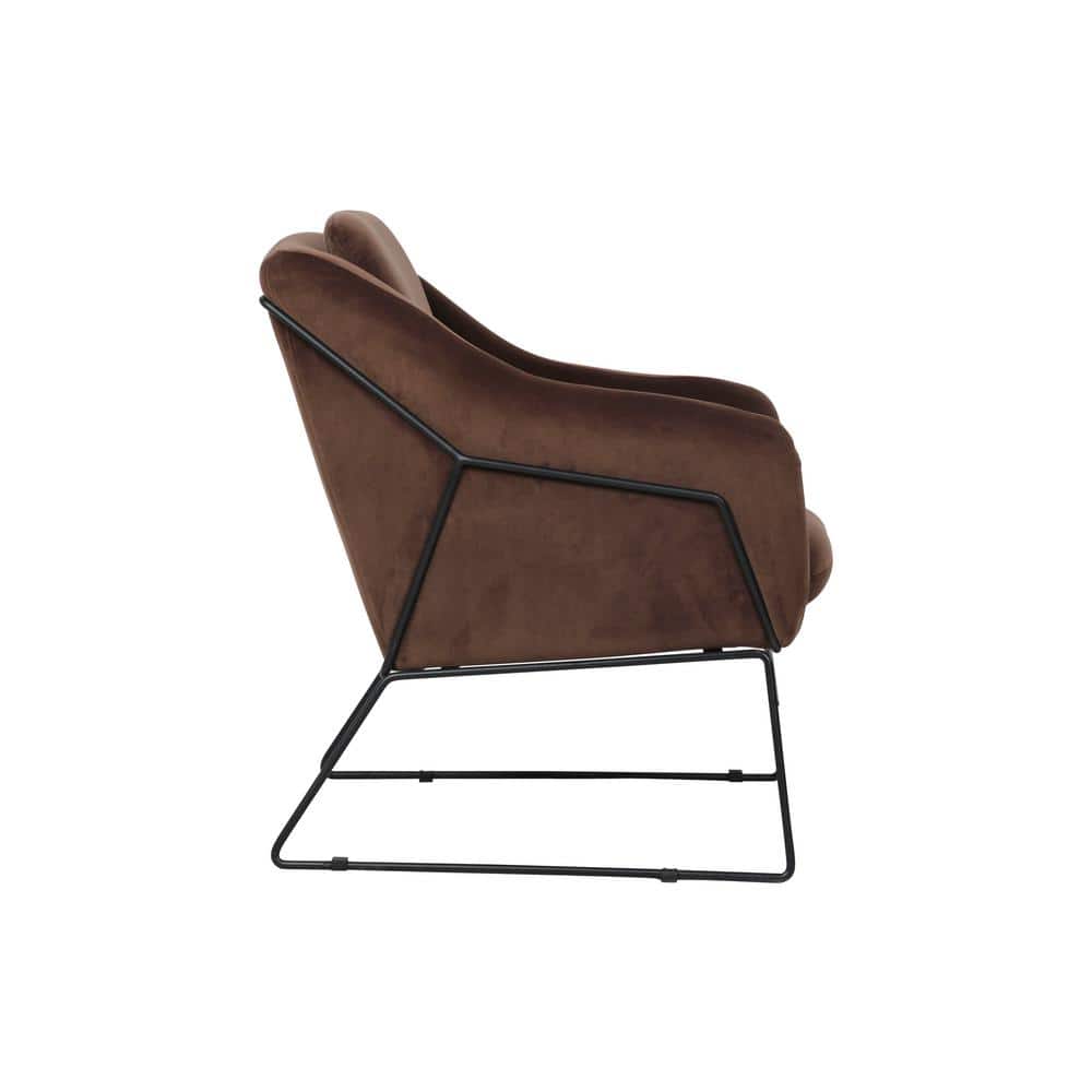 Harmony Coffee Brown Velvet and Wood Accent Chair