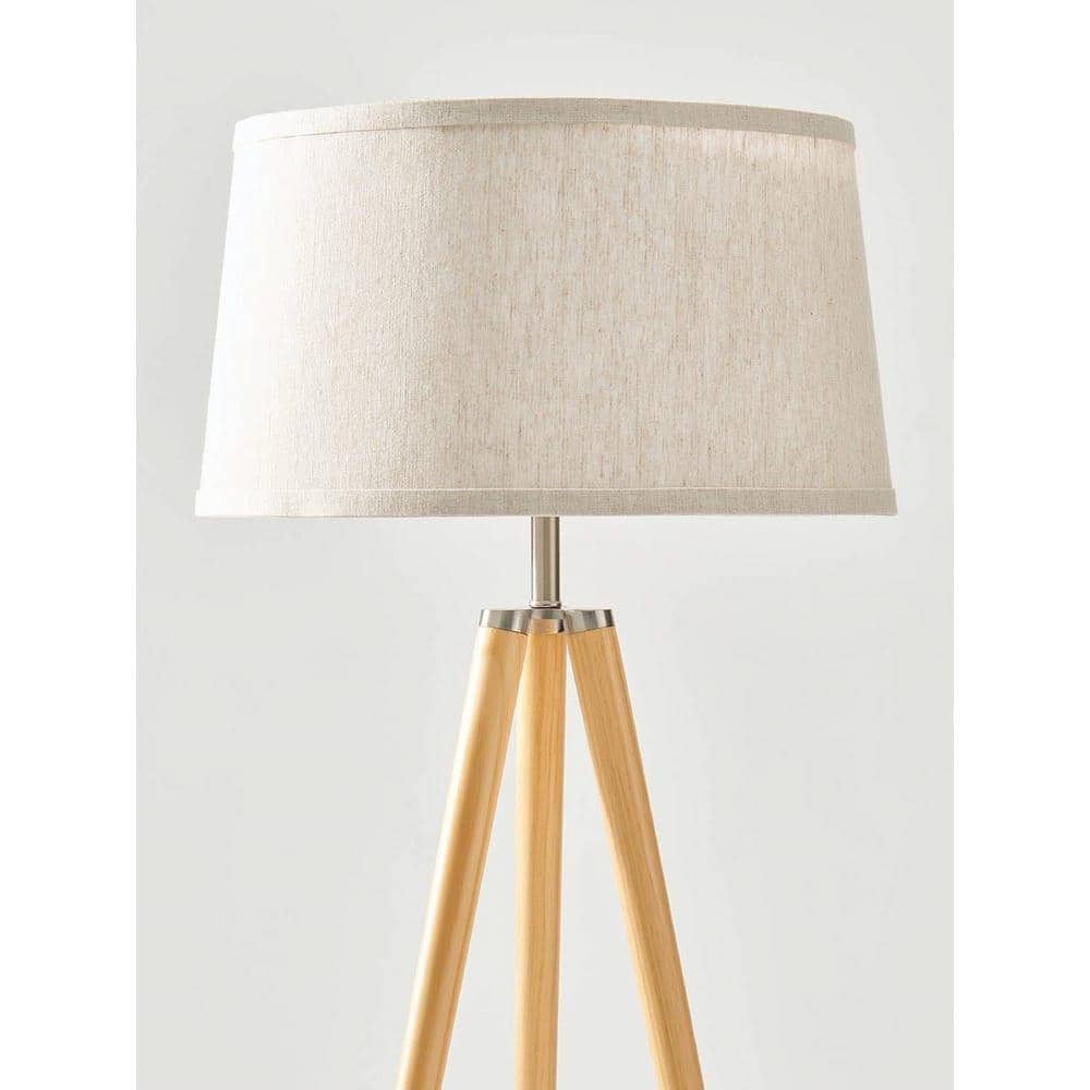 Emma LED Tripod Natural Wood Floor Lamp for Kids' Nursery