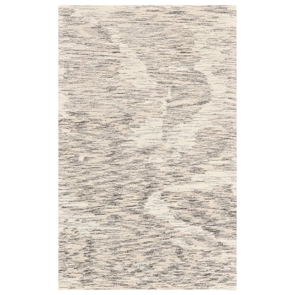 Mexico 9 x 12 Ivory Charcoal Abstract Pattern Area Rug for High Traffic Living Room Dining Room Bedroom