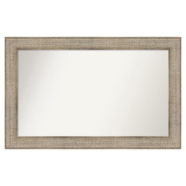 Amanti Art Trellis Silver 44 in. x 28 in. Custom Non-Beveled Wood Framed Bathroom Vanity Wall Mirror