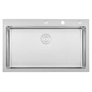 eModernDecor Drop-in Top Mount 16-Gauge Stainless Steel 23-1/2 in. x 18 in.  x 12 in. Single Bowl Kitchen Sink R2318T - The Home Depot