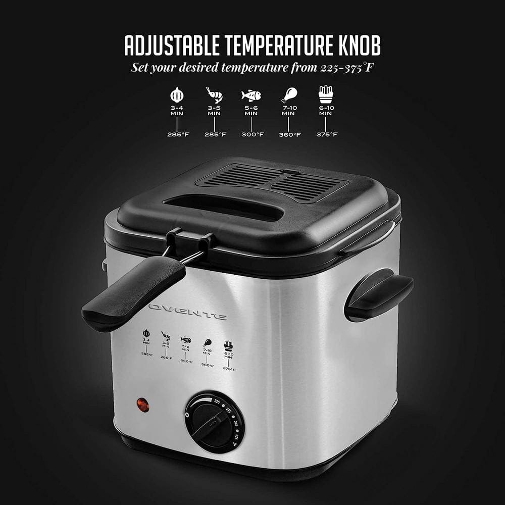 Ovente Silver 1.5 Liter Electric Deep Fryer with Basket