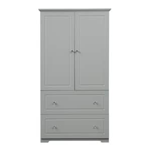 33 in. W x 13 in. D x 62 in. H Gray Linen Cabinet with Drawers and Adjustable Shelf