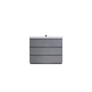 Angeles 42 in. W Vanity in Cement Gray with Reinforced Acrylic Vanity Top in White with White Basin
