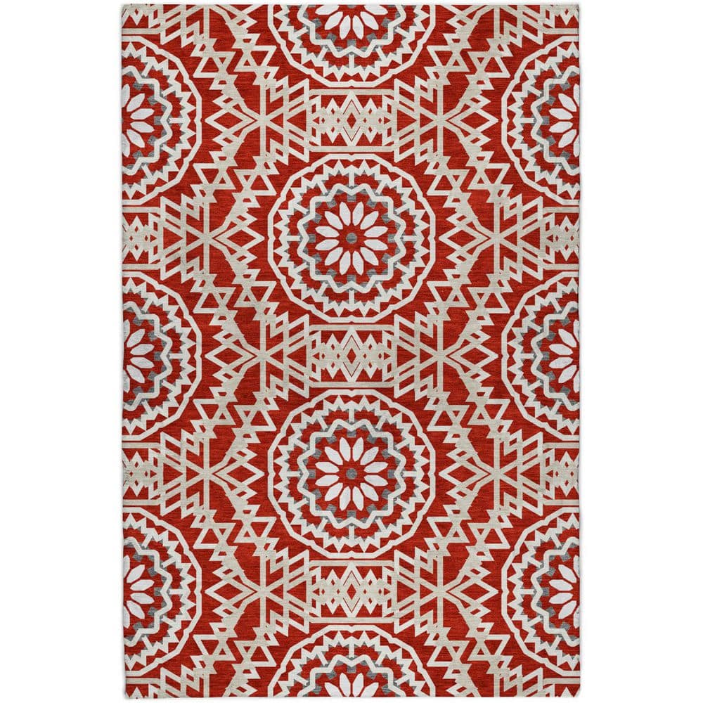 Dream Shag Premium Machine Washable Abstract ADS619 Red 3 ft. x 5 ft. Area Rug price history on PriceWatchPro